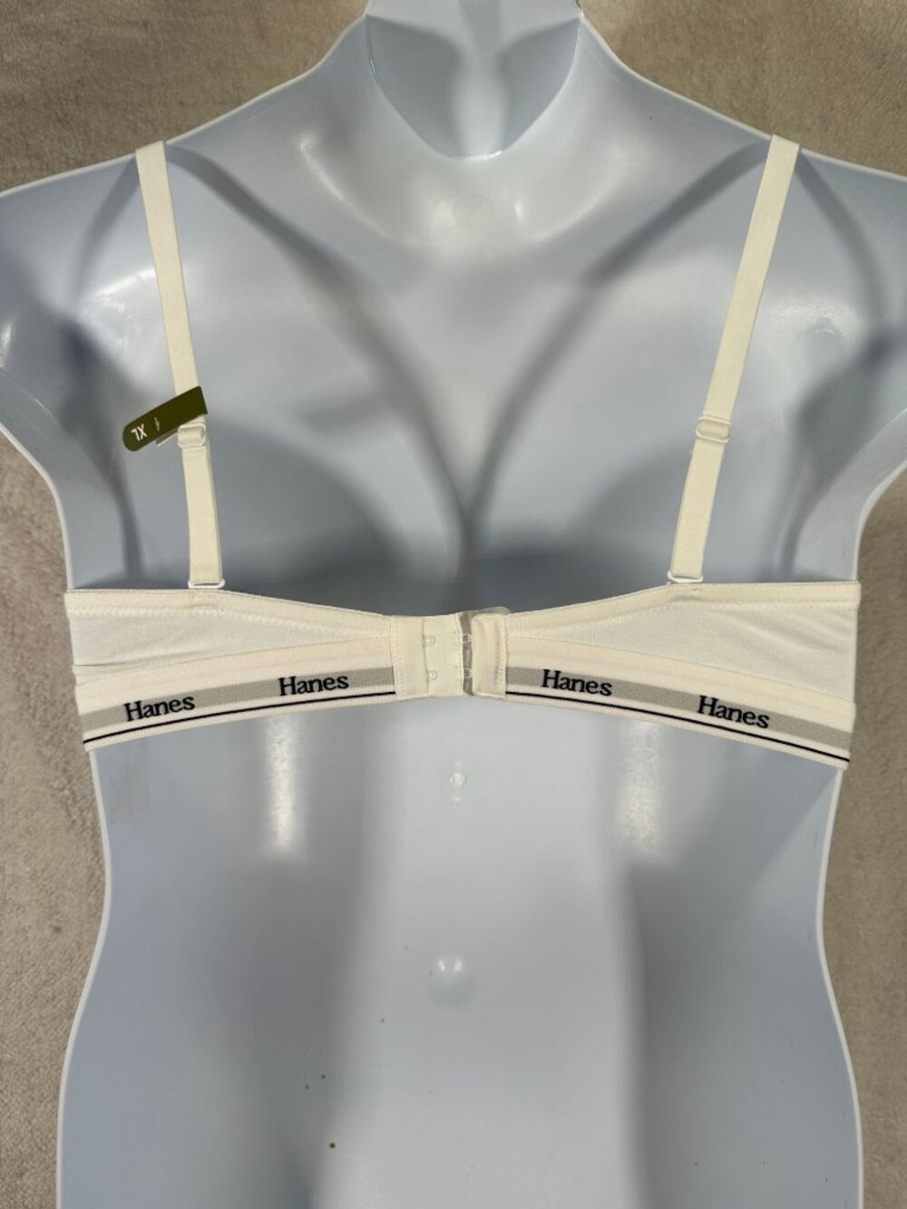 Hanes Cotton Stretch Contour Wirefree Bra Womens XL Adjustable Straps Soft Beige - Picture 5 of 10